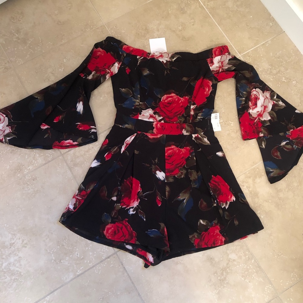 Black Floral Romper w Tags
